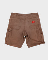 Vintage Y2K 00s Dickies Tan Brown Canvas Denim Relaxed Fit Wide Leg Carpenter Shorts - W38