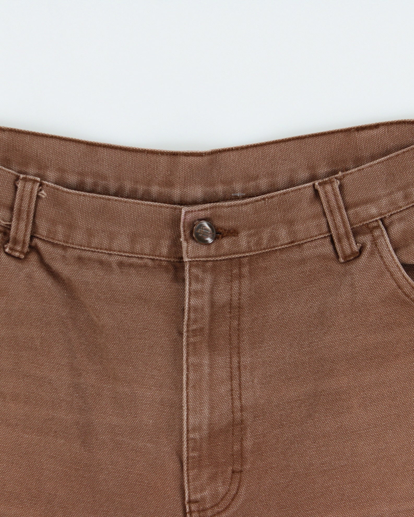 Vintage Y2K 00s Dickies Tan Brown Canvas Denim Relaxed Fit Wide Leg Carpenter Shorts - W38