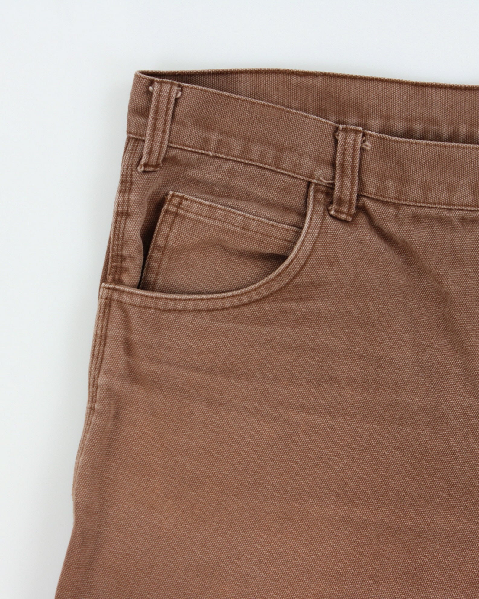 Vintage Y2K 00s Dickies Tan Brown Canvas Denim Relaxed Fit Wide Leg Carpenter Shorts - W38