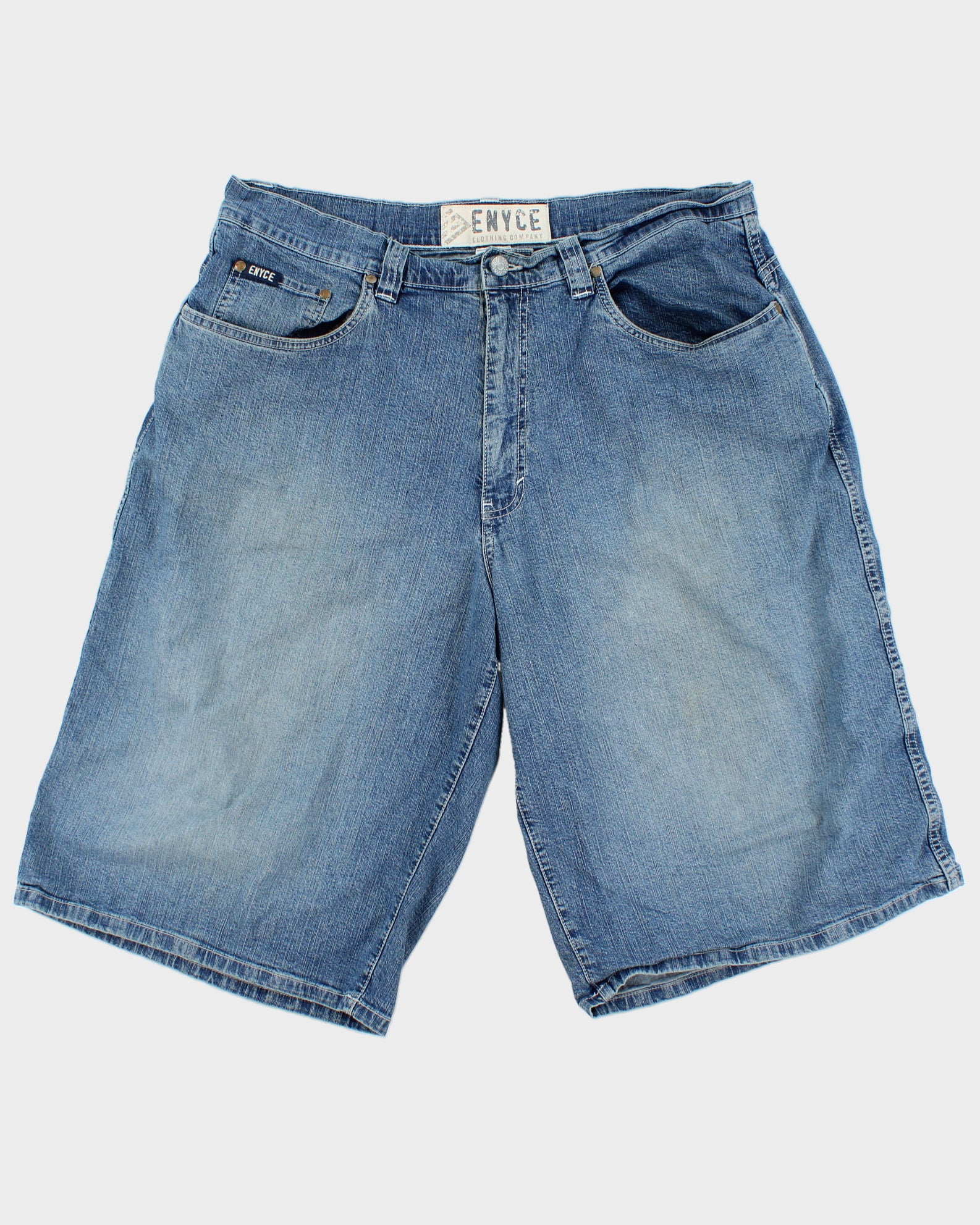 Vintage Y2K 00s Enyce Med Wash Denim Relaxed Fit Baggy Jean Shorts - W38