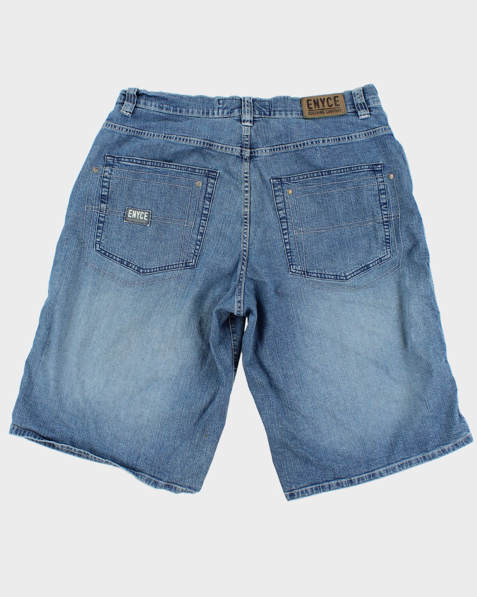 Vintage Y2K 00s Enyce Med Wash Denim Relaxed Fit Baggy Jean Shorts - W38