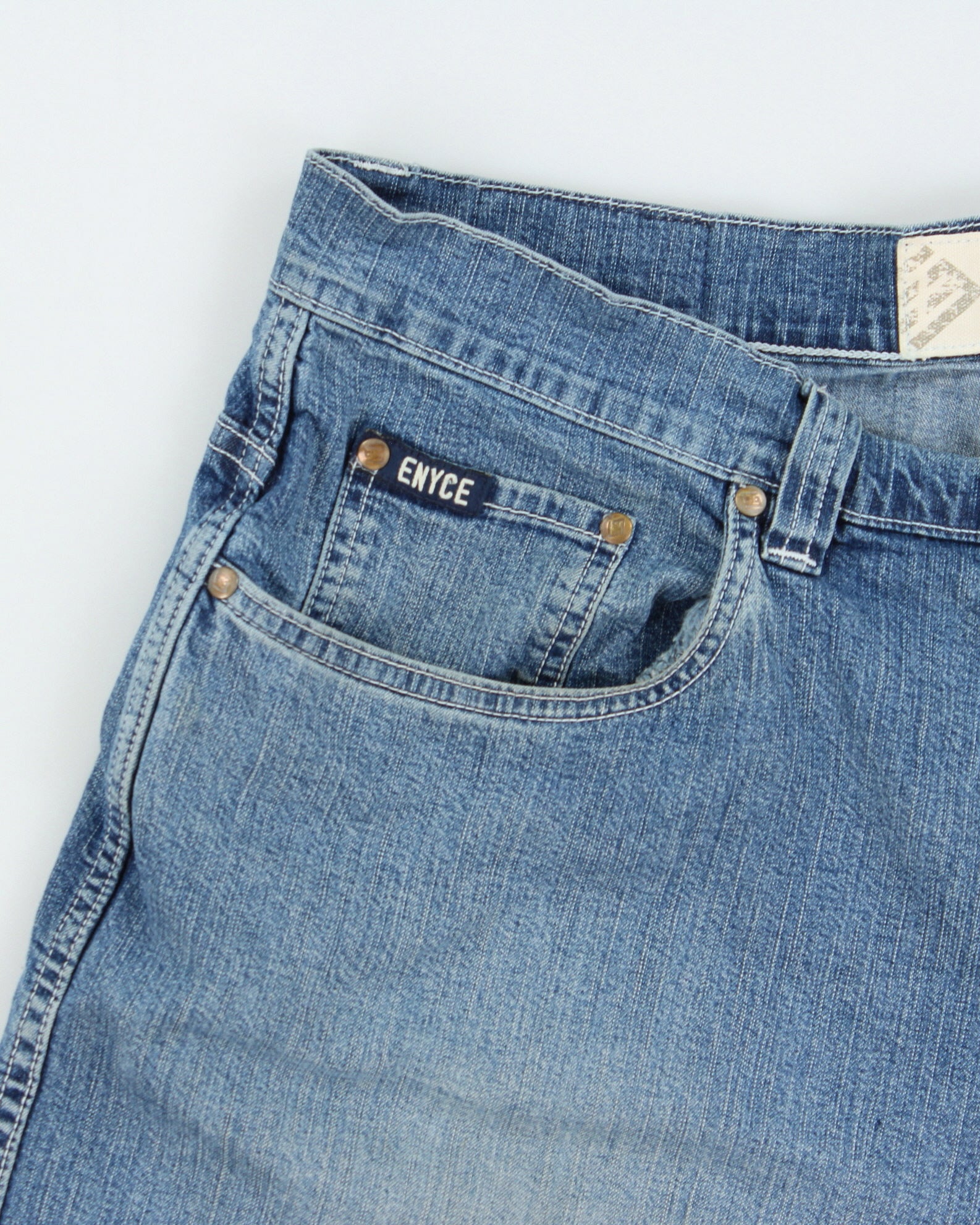 Vintage Y2K 00s Enyce Med Wash Denim Relaxed Fit Baggy Jean Shorts - W38