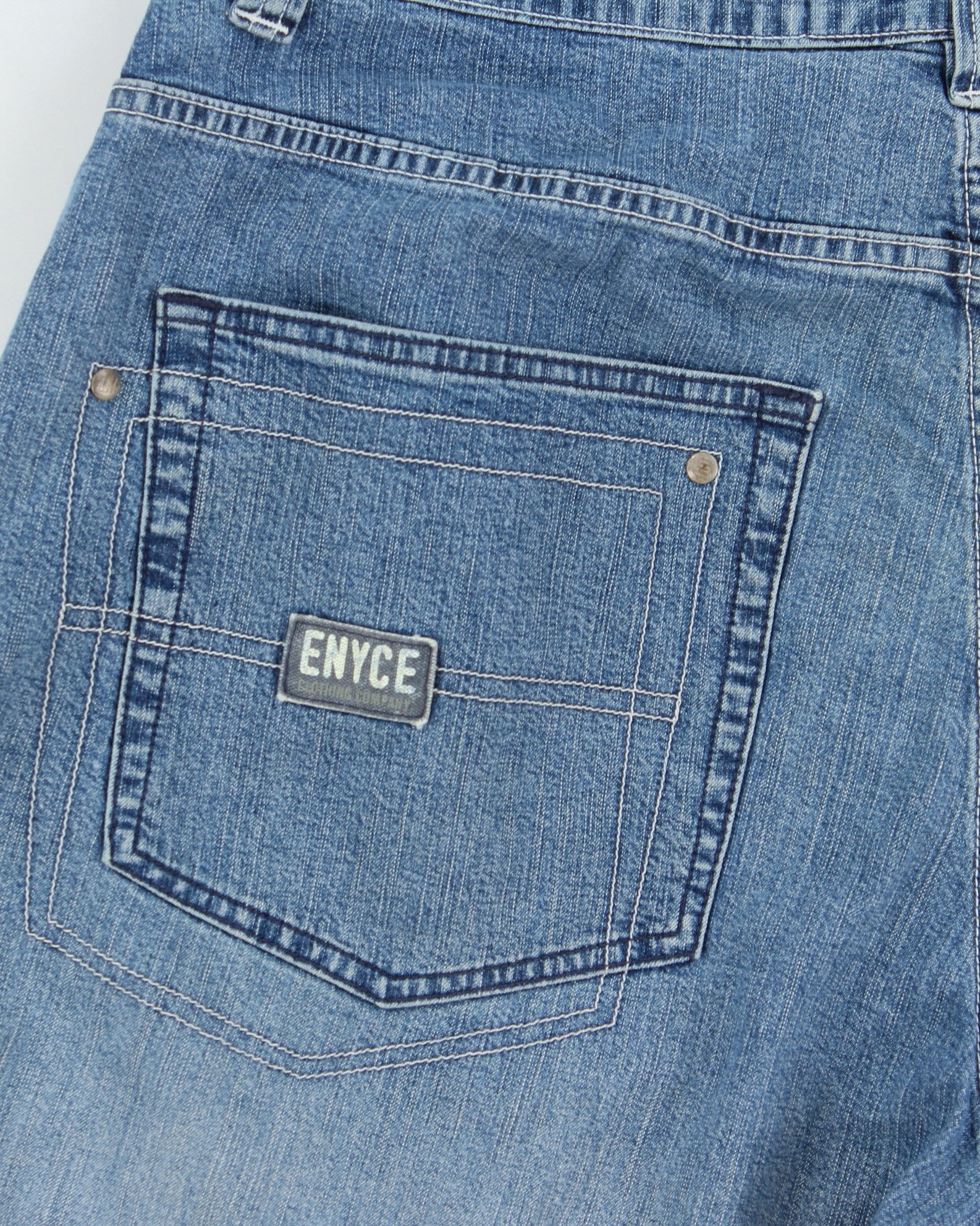 Vintage Y2K 00s Enyce Med Wash Denim Relaxed Fit Baggy Jean Shorts - W38