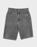 Vintage Y2K 00s Ablanche Contrast Stitch Distressed Denim Flap Pocket Relaxed Fit Wide Leg Jean Shorts - W36