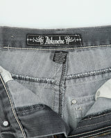 Vintage Y2K 00s Ablanche Contrast Stitch Distressed Denim Flap Pocket Relaxed Fit Wide Leg Jean Shorts - W36