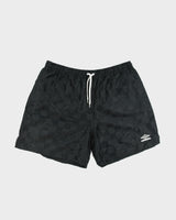 Vintage 1980s Umbro Satin Classic Embroidered Checkerboard Football Sprinter Shorts - M
