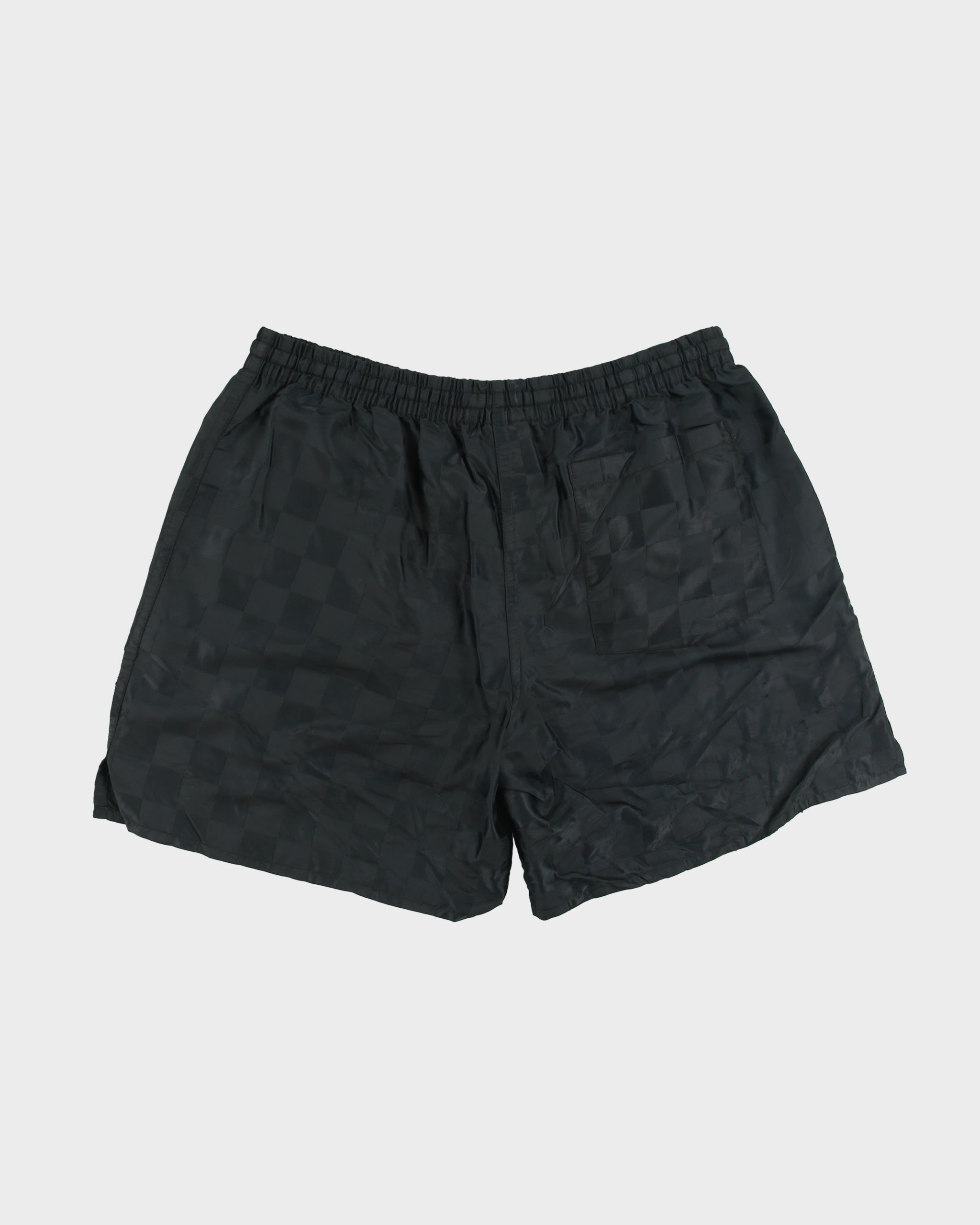 Vintage 1980s Umbro Satin Classic Embroidered Checkerboard Football Sprinter Shorts - M