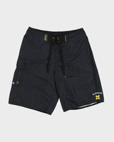 Vintage Y2K 00s Quiksilver Navy Pinstriped Relaxed Fit Shell Board Shorts - W30