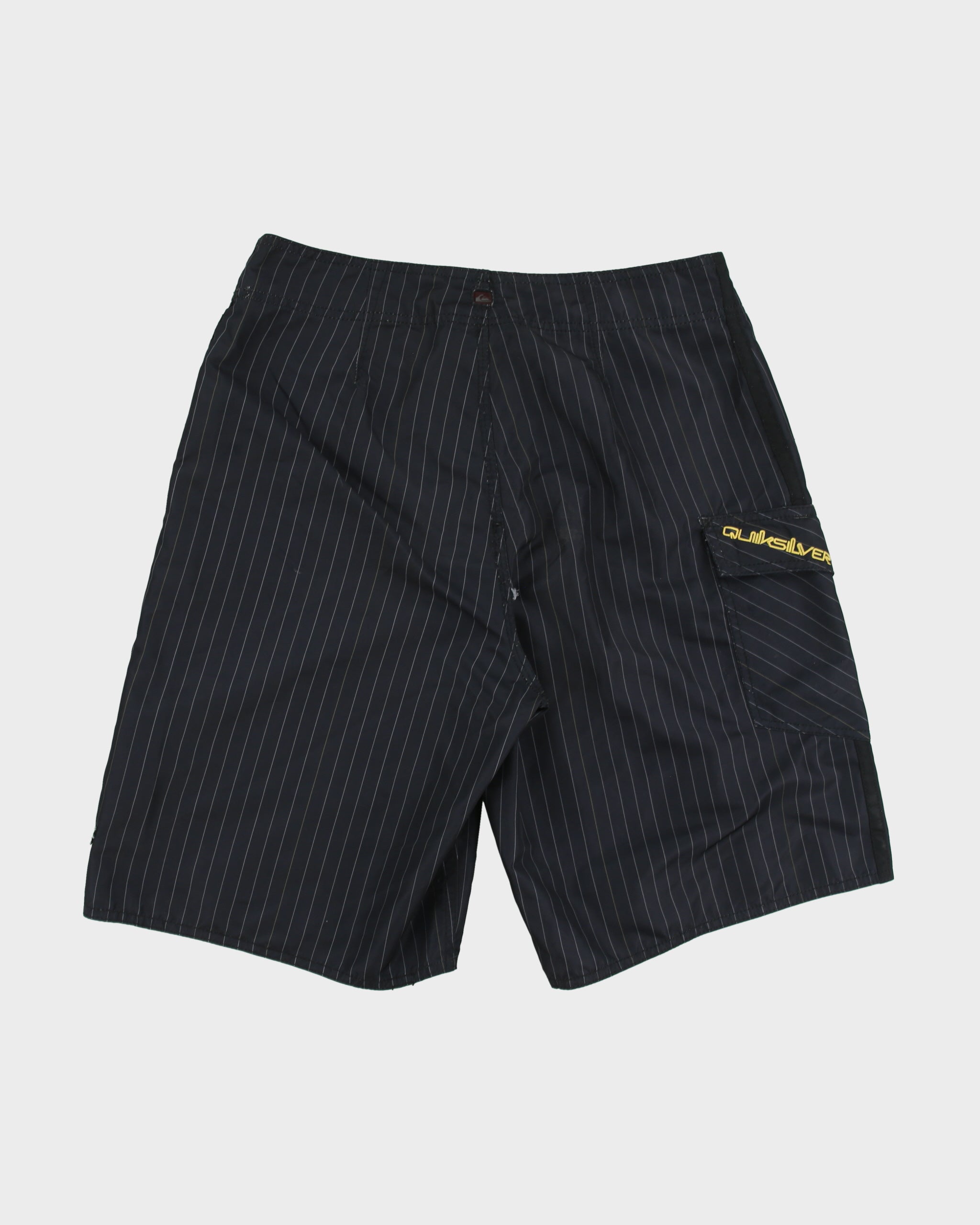 Vintage Y2K 00s Quiksilver Navy Pinstriped Relaxed Fit Shell Board Shorts - W30