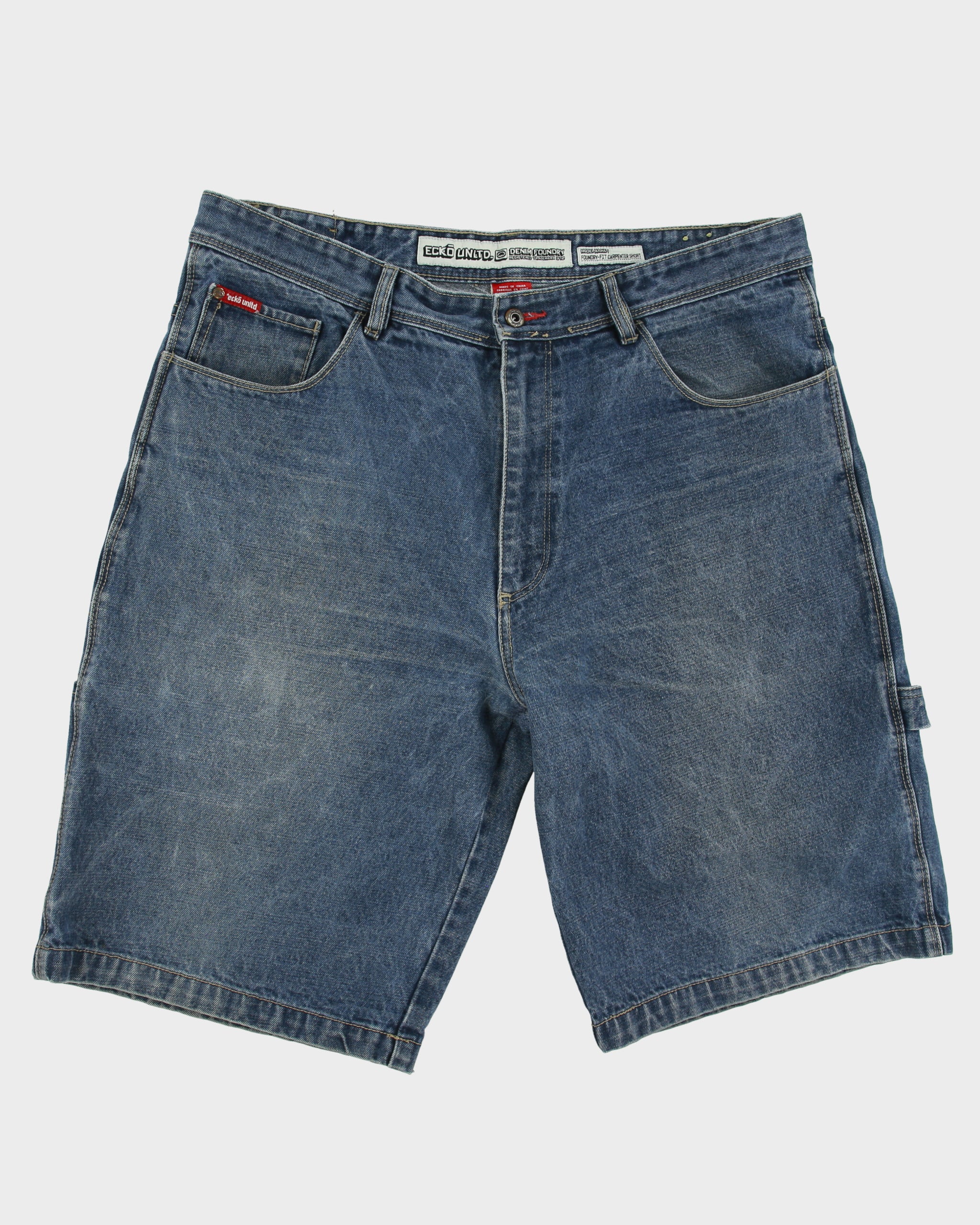 Vintage Y2K 00s Ecko UNLTD Denim Foundry-Fit Relaxed Fit Wide Leg Carpenter Jean Shorts - W38