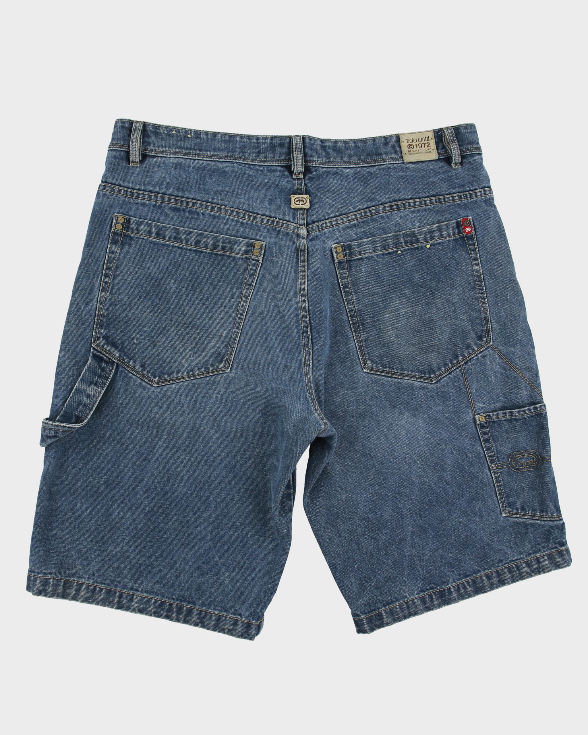 Vintage Y2K 00s Ecko UNLTD Denim Foundry-Fit Relaxed Fit Wide Leg Carpenter Jean Shorts - W38