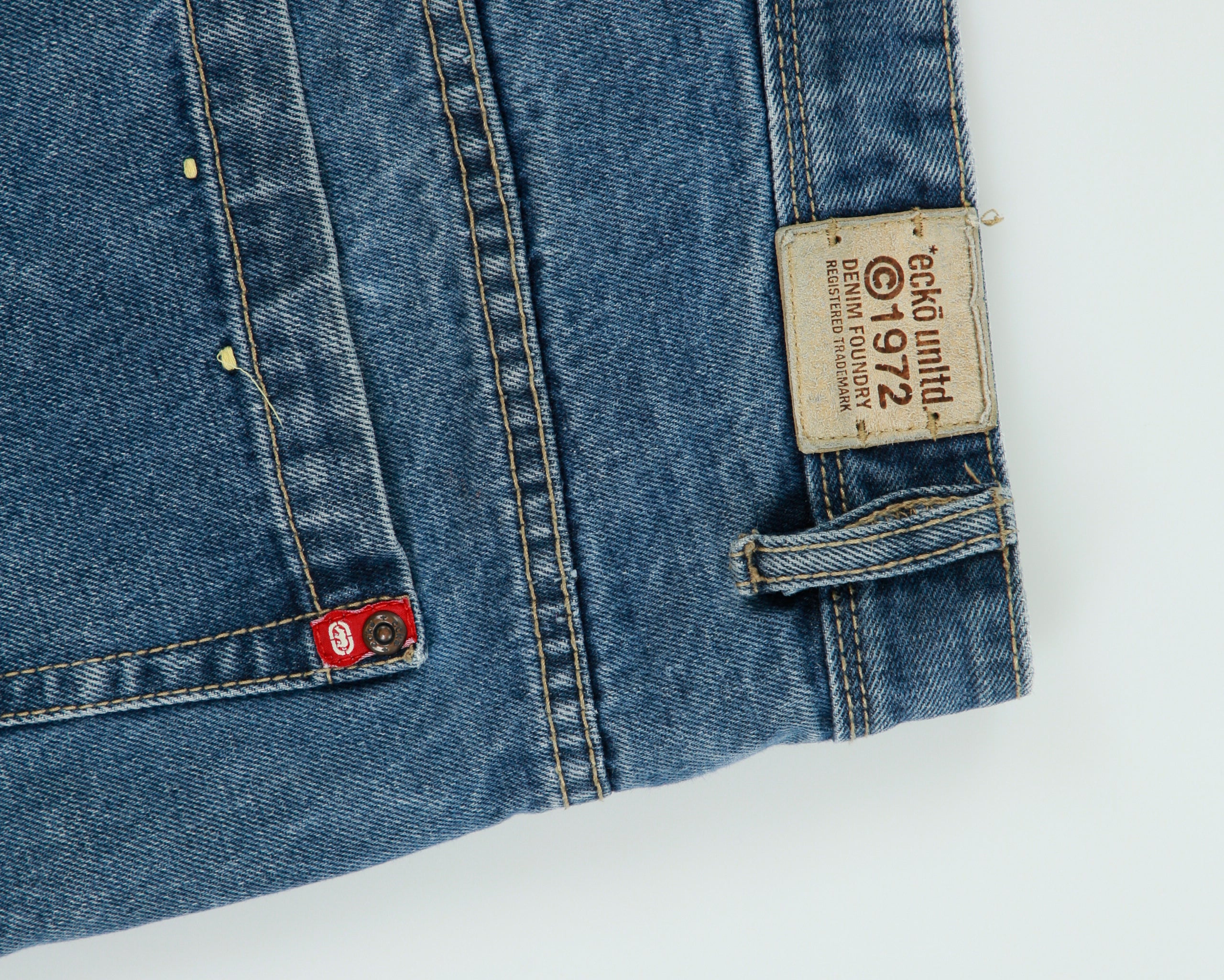 Vintage Y2K 00s Ecko UNLTD Denim Foundry-Fit Relaxed Fit Wide Leg Carpenter Jean Shorts - W38
