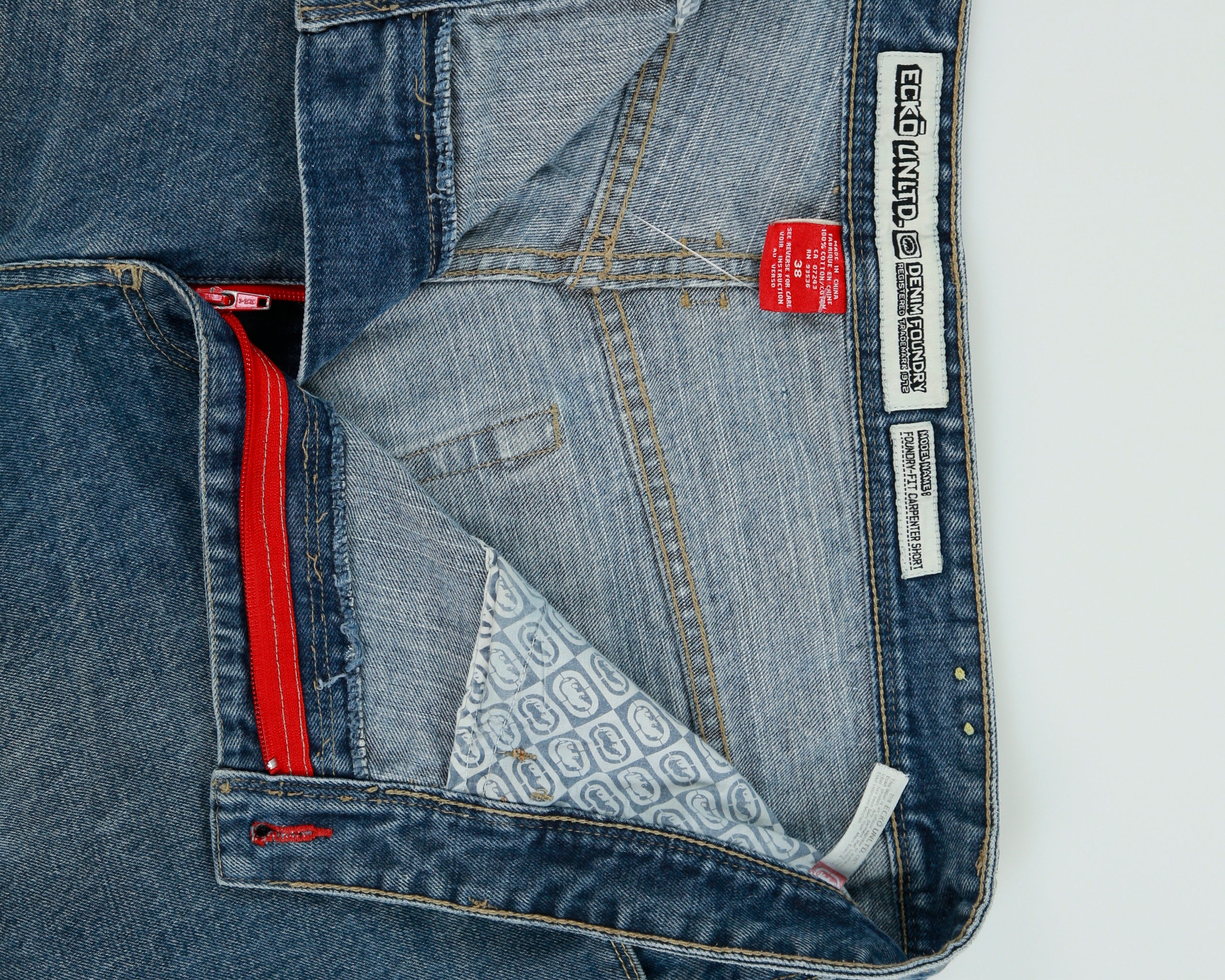 Vintage Y2K 00s Ecko UNLTD Denim Foundry-Fit Relaxed Fit Wide Leg Carpenter Jean Shorts - W38