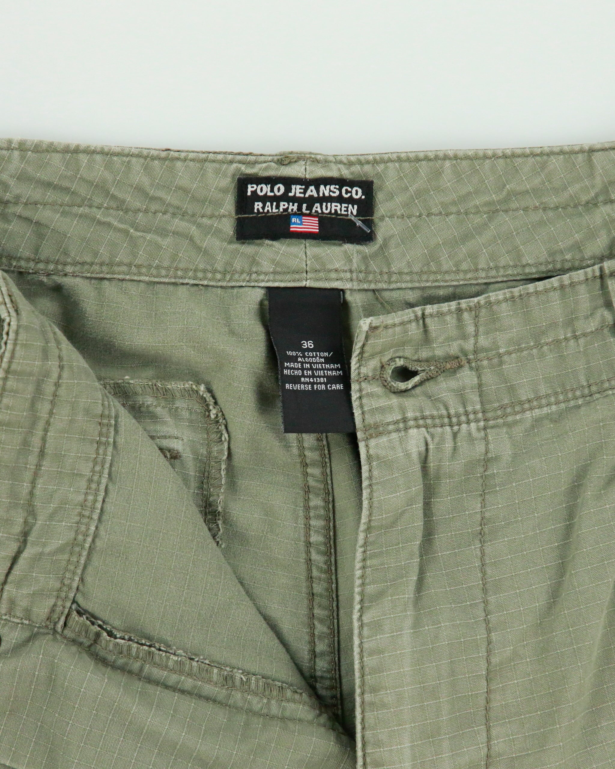 Vintage Y2K 00s Polo Jean Co Ralph Lauren Multi Pocket Cargo Shorts - W36