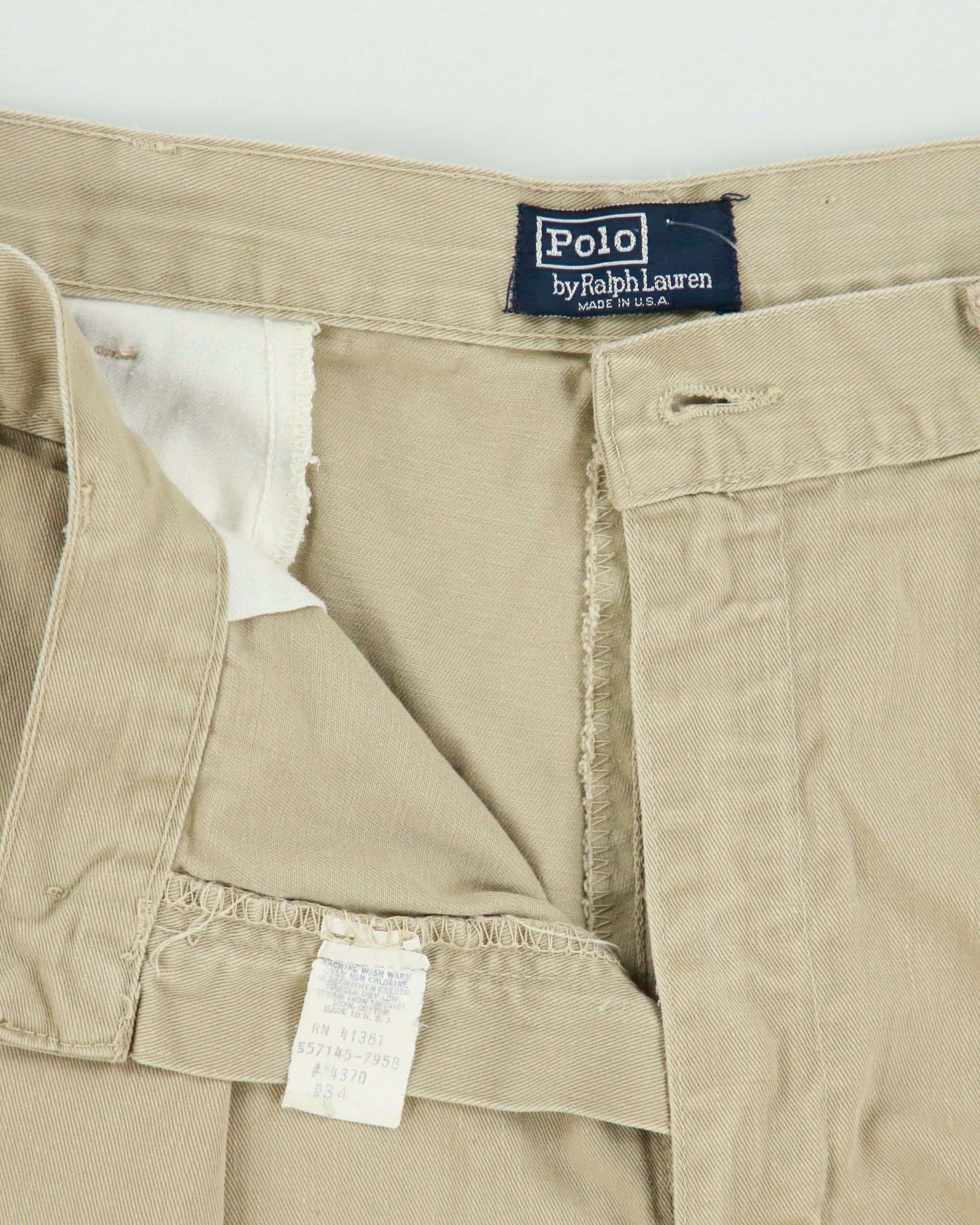 Vintage 1990s Polo Ralph Lauren Made In USA Pleated Cotton Chino Shorts - W32