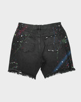 Amiri Paint Splattered Distressed Relaxed Fit Denim Shorts - W36