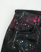 Amiri Paint Splattered Distressed Relaxed Fit Denim Shorts - W36