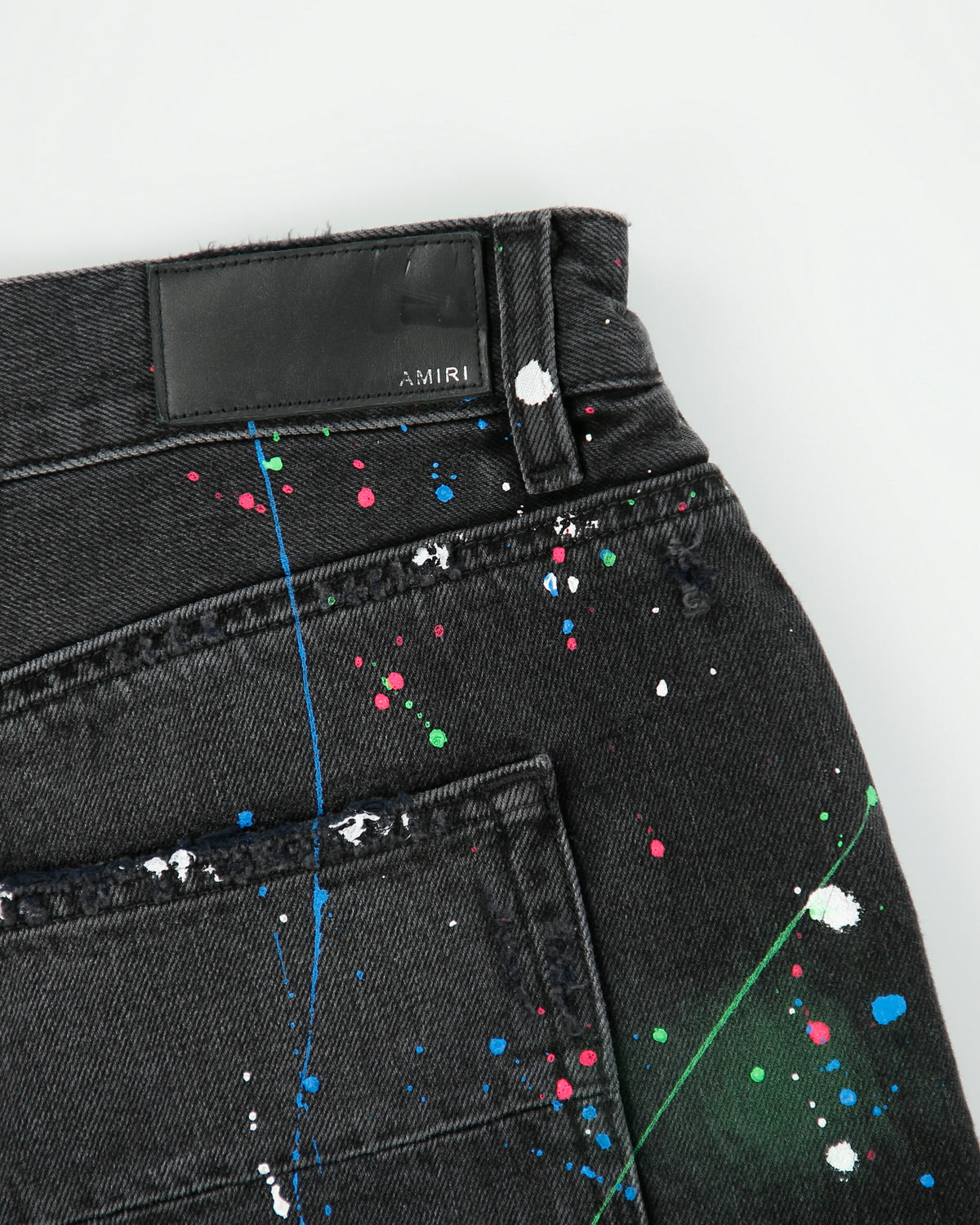 Amiri Paint Splattered Distressed Relaxed Fit Denim Shorts - W36