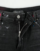 Amiri Paint Splattered Distressed Relaxed Fit Denim Shorts - W36