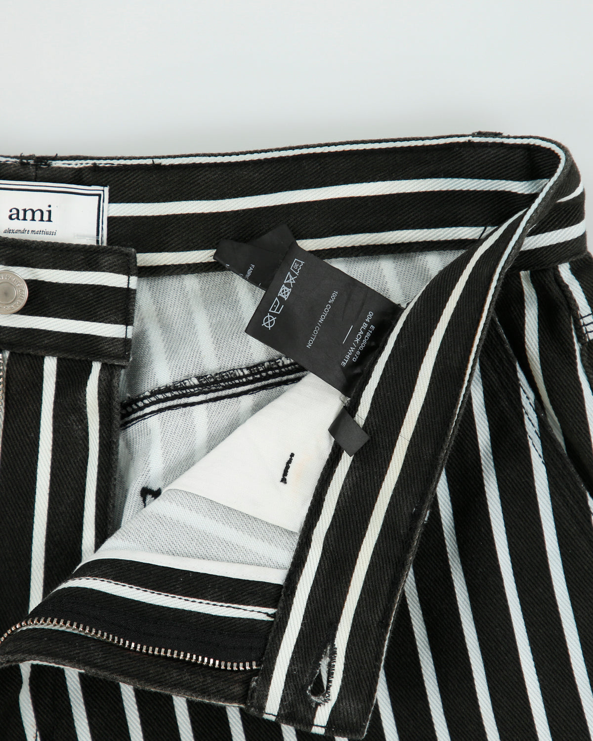 Ami Alexandre Mattiussi Pinstripe Relaxed Fit Denim Carpenter Shorts - W33