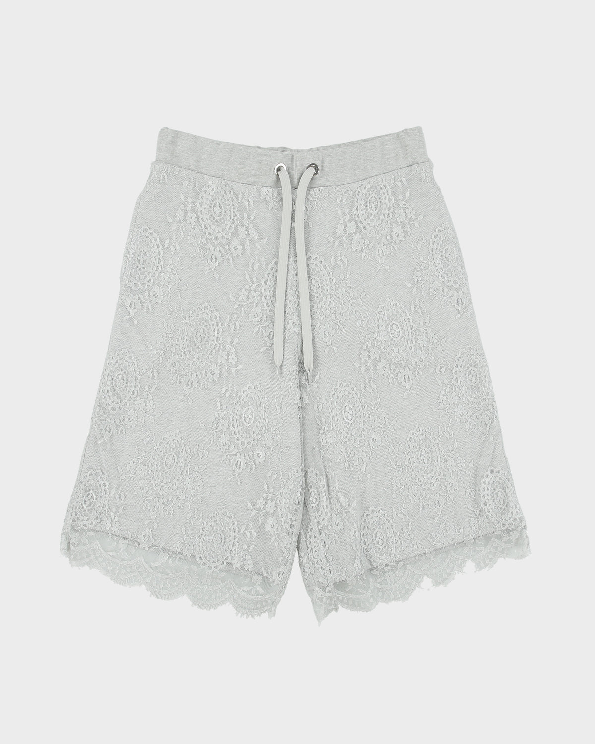 DSWT S/S 2020 Burberry Pebble Grey Chantilly Lace Wide Leg Drawcord Shorts - XS