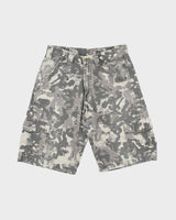 Vintage Carhartt B289 Charcoal Camo Rugged Canvas Relaxed Fit Utility Cargo Shorts - W30