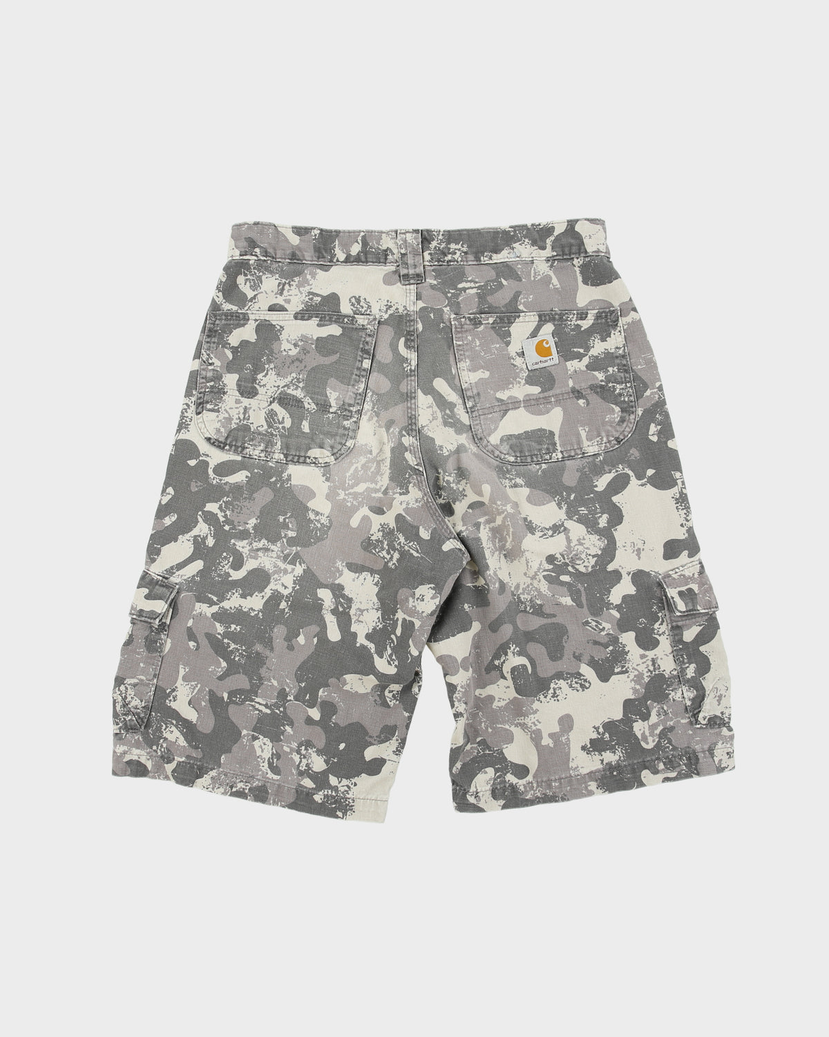 Vintage Carhartt B289 Charcoal Camo Rugged Canvas Relaxed Fit Utility Cargo Shorts - W30