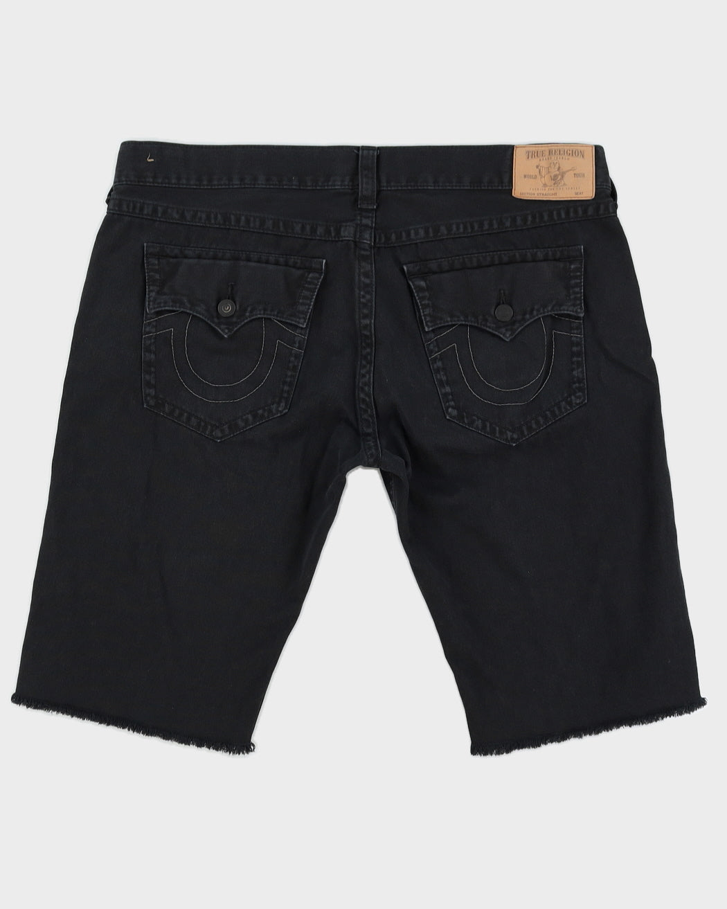 00s True Religion Black Raw Hem Shorts - XL