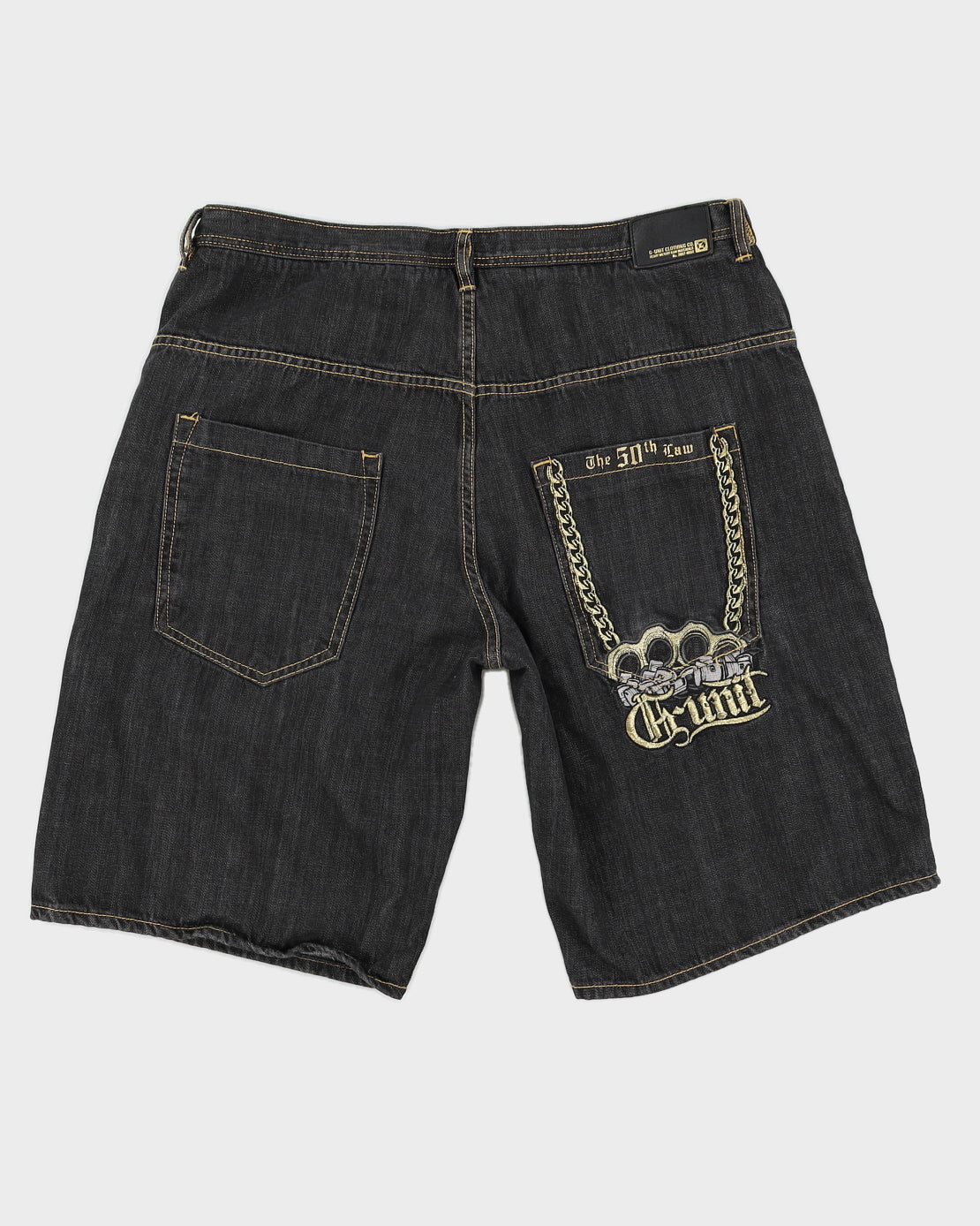 Y2K 00s G Unit Dark Wash Denim Embroidery Shorts - W42