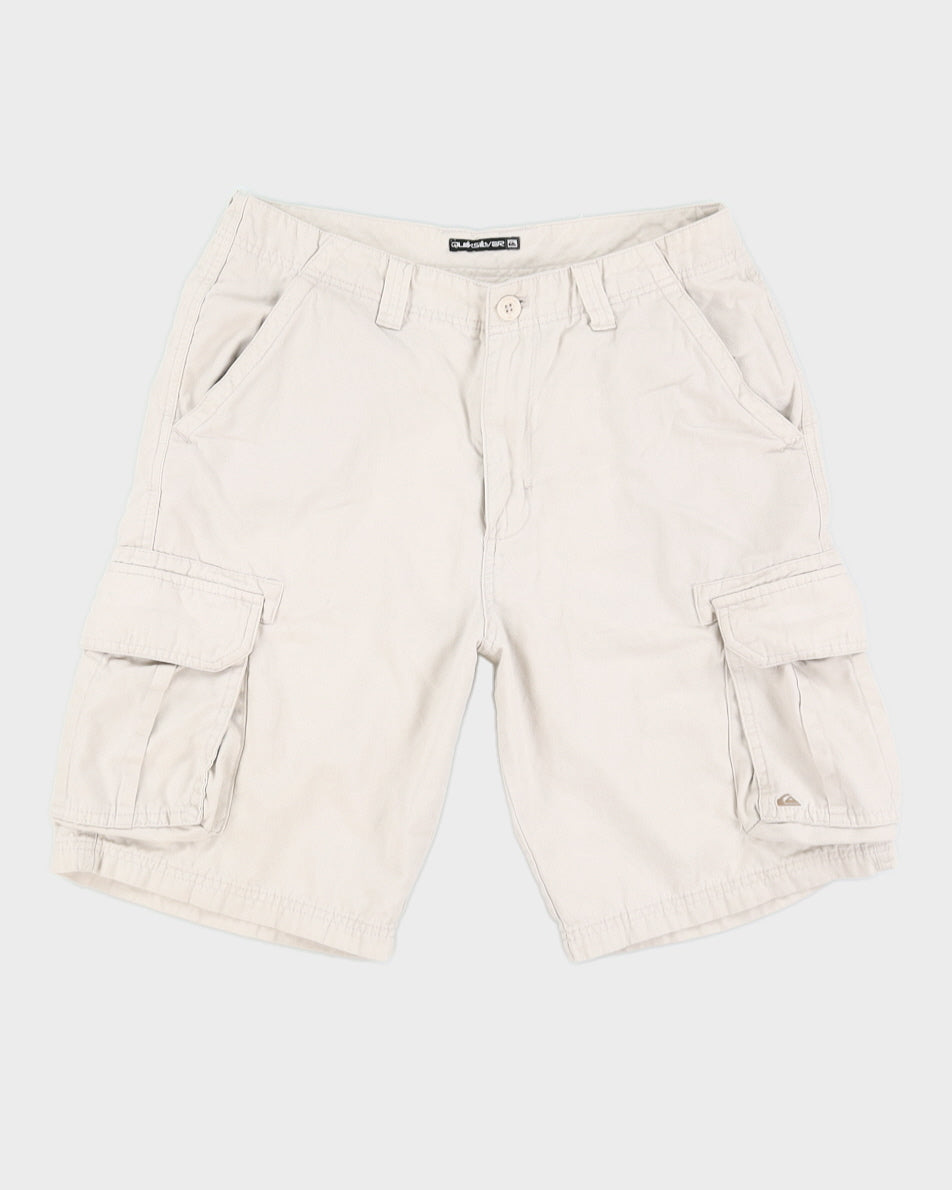 Y2K 00s Quiksilver Cream Cargo Shorts - W33