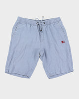 Burberry Linen Shorts With Maroon Embroidery - S