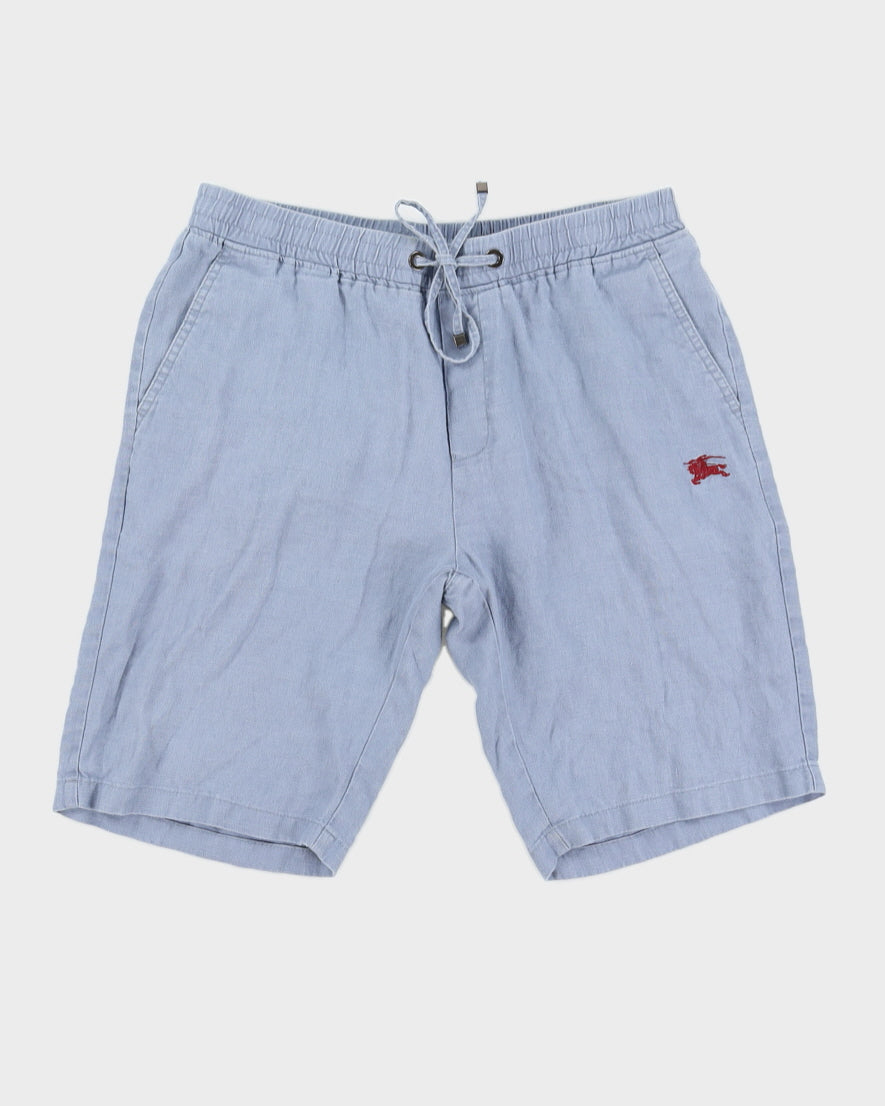 Burberry Linen Shorts With Maroon Embroidery - S