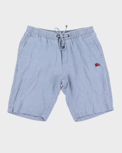 Burberry Linen Shorts With Maroon Embroidery - S