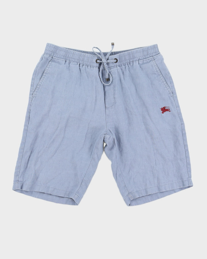 Burberry Linen Shorts With Maroon Embroidery - S