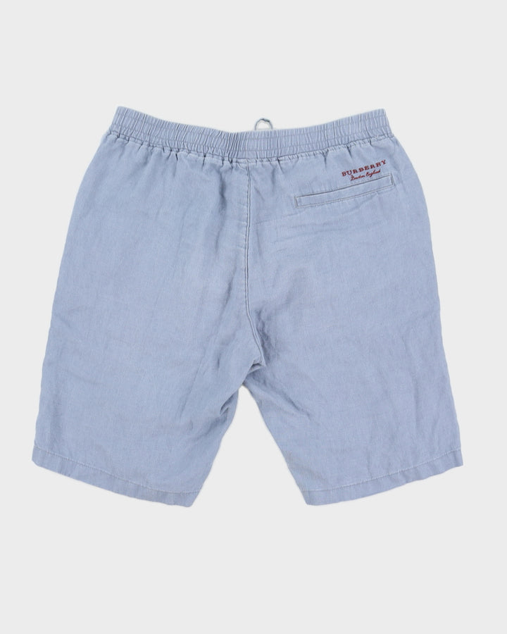 Burberry Linen Shorts With Maroon Embroidery - S
