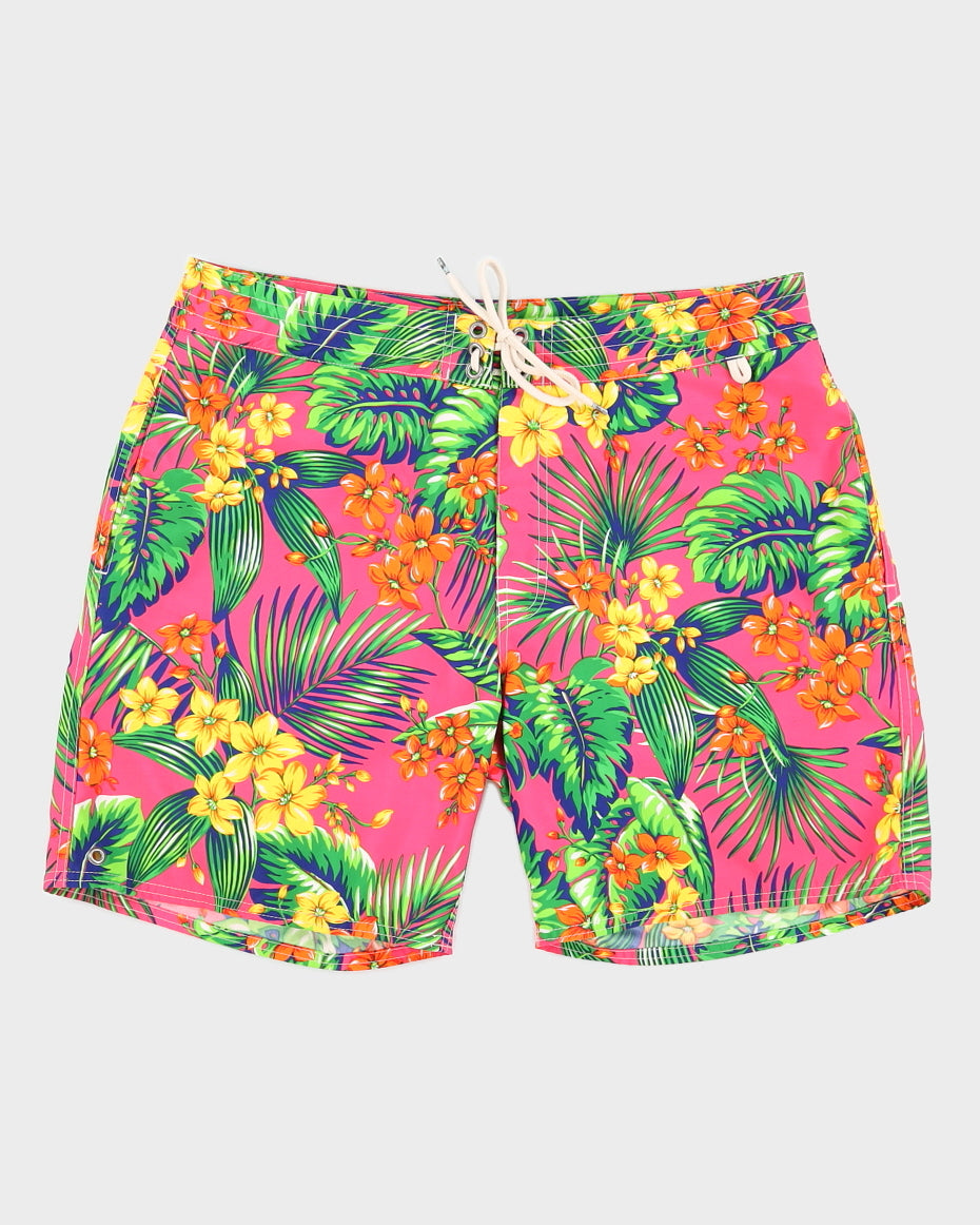 00s Polo Ralph Lauren Pink Floral Graphic Swim Shorts - W38