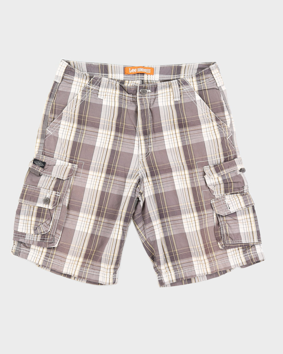 Lee Dungarees Grey Checked Cargo Shorts - W38