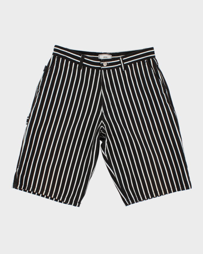 Ami Alexandre Mattiussi Black Striped Denim Shorts - W33