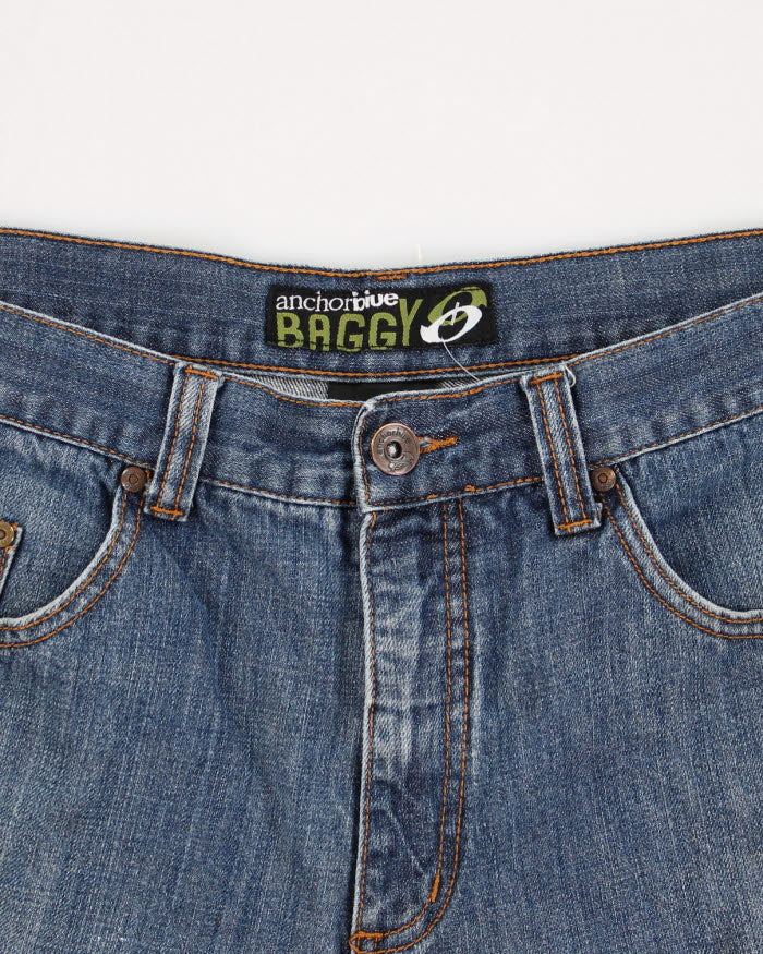 Vintage Anchor Blue Baggy Jean Shorts - W34