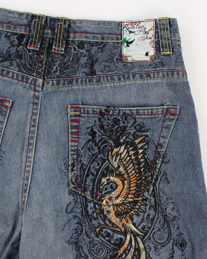 Vintage Y2K Ruthless Art Denim Shorts - W34 L14