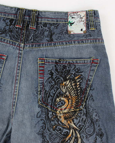 Vintage Y2K Ruthless Art Denim Shorts - W34 L14