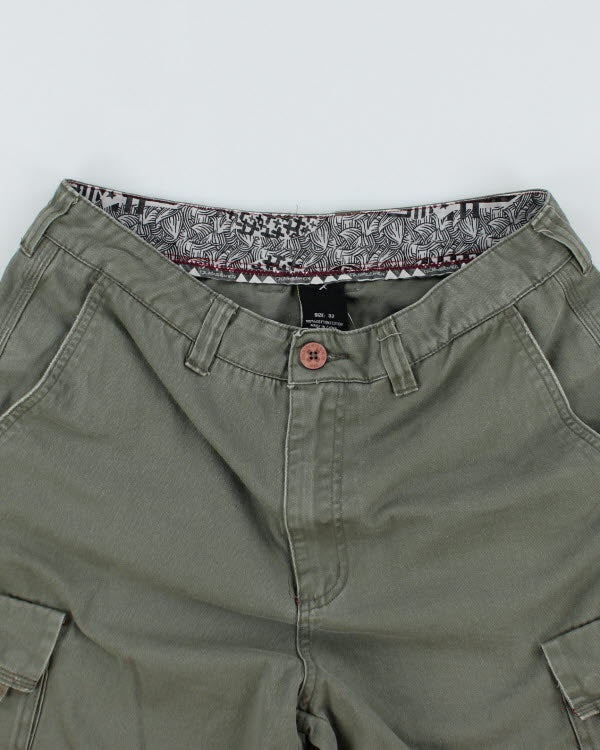 00s Quiksilver Khaki Green Cargo Shorts - W32