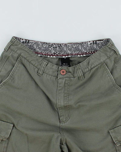 00s Quiksilver Khaki Green Cargo Shorts - W32
