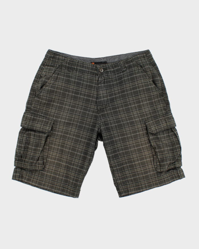 Y2K 00s Green Check Cargo Shorts - W36