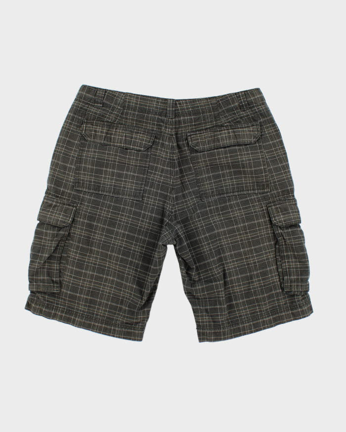 Y2K 00s Green Check Cargo Shorts - W36