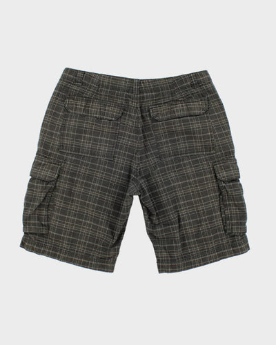 Y2K 00s Green Check Cargo Shorts - W36
