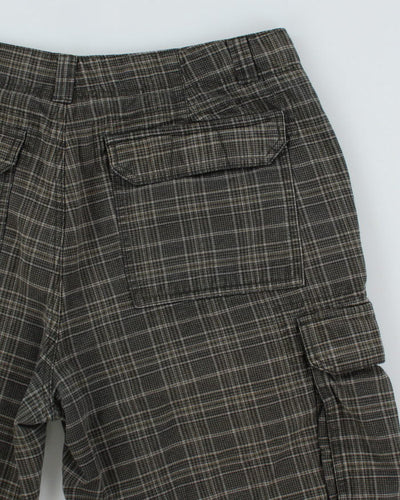 Y2K 00s Green Check Cargo Shorts - W36