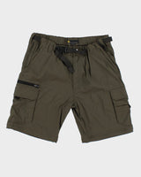 Khaki Green Belted Tech Cargo Shorts - L