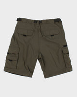 Khaki Green Belted Tech Cargo Shorts - L