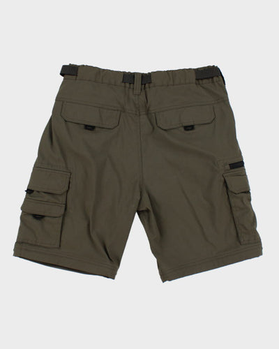 Khaki Green Belted Tech Cargo Shorts - L